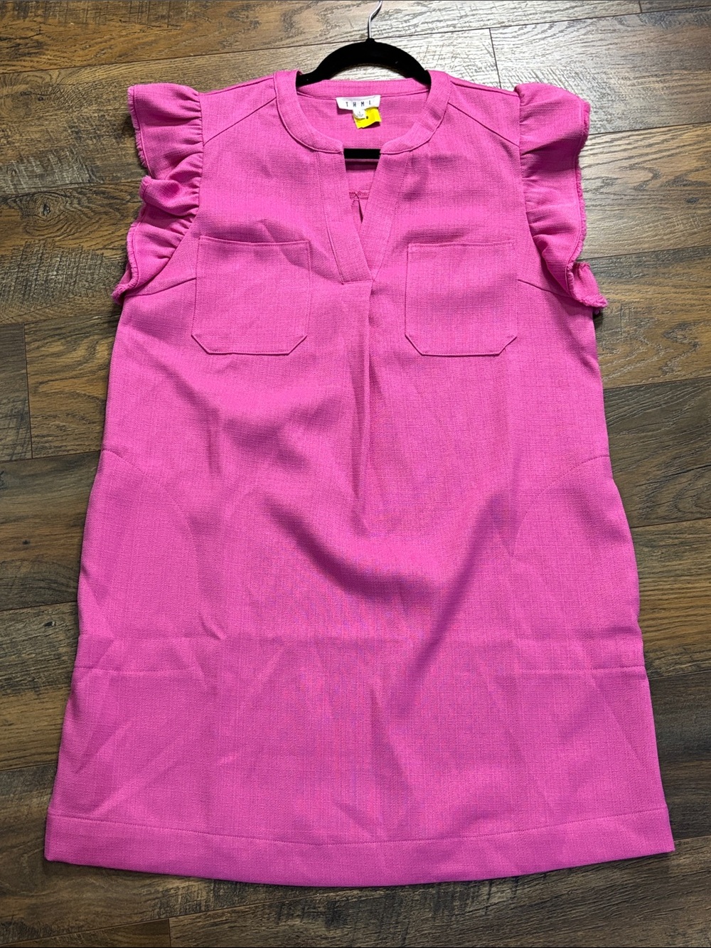 THML Fuchsia Pink Ruffle Sleeve Mini Dress